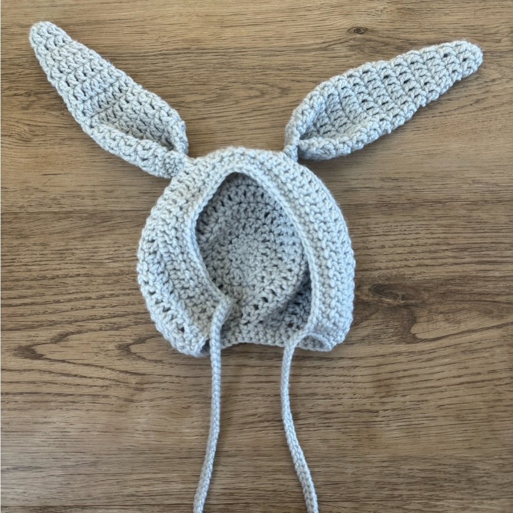 Adorable Gray Bunny Ear Knit Hat for Kids
